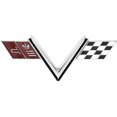 3899582 - 1967 Impala SS; Front Fender Emblem; V-Flag; LH or RH; For Impala Super Sport Models With a 427 Engine