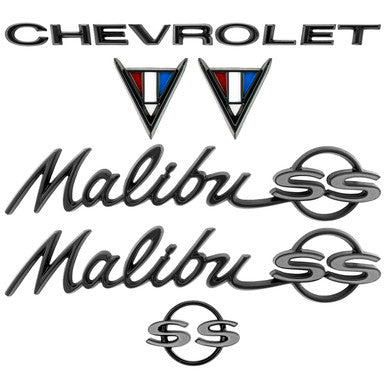 Trim Parts 1964-67 Chevrolet Chevelle/Malibu Emblem Kit Black & Gray - (4100G)