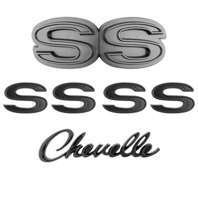 Trim Parts 1970-72 Chevrolet Chevelle Emblem Kit Black - (4102B)