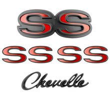 Trim Parts 1970-72 Chevrolet Chevelle Emblem Kit Black & Red - (4102R)