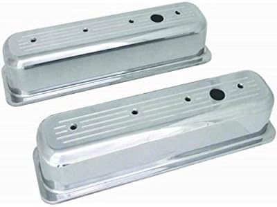 Tall Plain Polished Aluminum Center Bolt Valve Cover for Small Block Chevy
