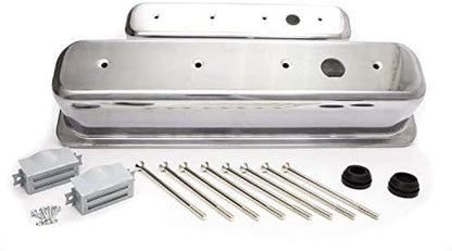 TALL PLAIN POLISHED ALUMINUM CENTER BOLT VALVE COVER FOR SMALL BLOCK CHEVY