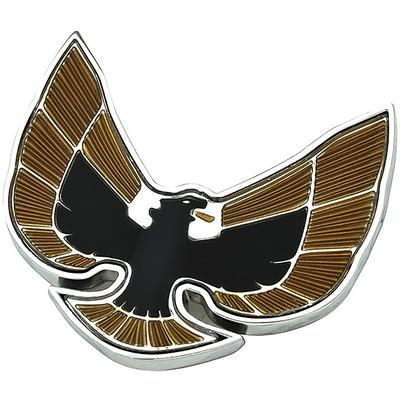 493280 - 1974-76 Firebird; Front End Panel Emblem; Special Edition; Gold & Black; with Hardware; GM Licensed
