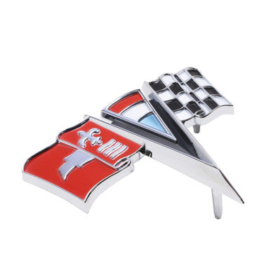 Trim Parts 1963-64 Chevrolet Corvette Front "X-Flag" Emblem W/Fasteners, Each - (5216)