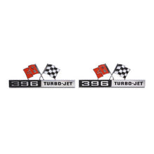 Trim Parts 1965 Chevy Corvette Orange-Red Front Fender “396 Turbo Jet” Emblem, Pair - (5219A)