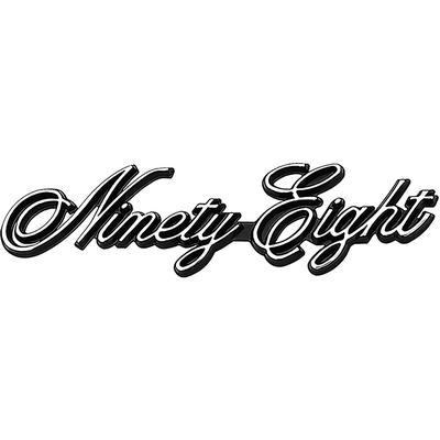 555927 - 1977-88 Oldsmobile 98; Ninety-Eight Nameplate Emblem; Front Fender; Rear Quarter Panel