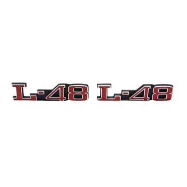 Trim Parts 1973-82 Chevrolet Corvette Hood “L-48” Emblem W/Fasteners, Pair - (5971)
