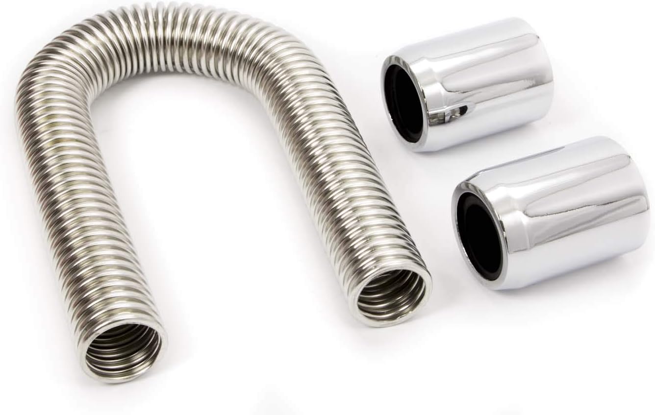 48" Stainless Steel Radiator Hose Kit with Chrome Ends