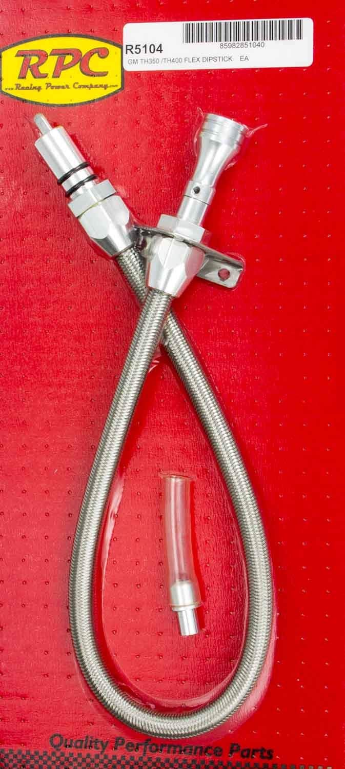 Transmission Dipstick, Firewall Mount, Flexible, Braided Stainless/Aluminum, Nat