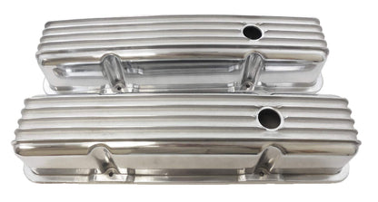 Tall Finned Polished Aluminum Valve Cover for Small Block Chevy