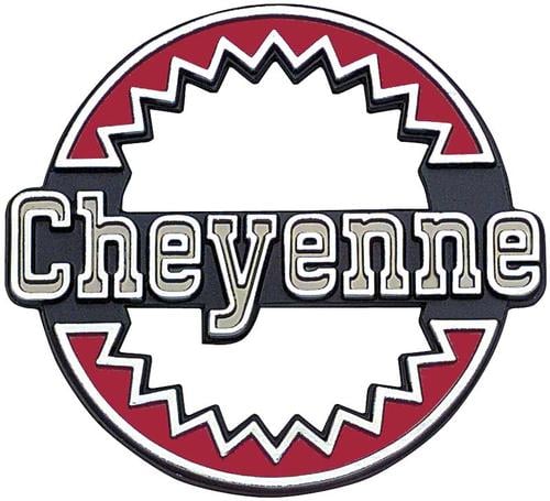6258324 - 1973-79 Chevrolet K5 Blazer; Cheyenne; Quarter Panel Emblem; with Hardware; Each; GM Licensed