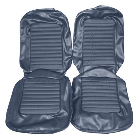 1966 Mustang Coupe w/ Buckets Standard Full Set Upholstery - Blue w/ Blue Inserts