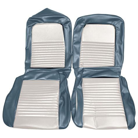 1967 Mustang Convertible w/ Front Buckets Standard Full Set Upholstery - 67 Blue / White Inserts