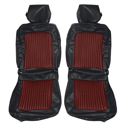 1969 Mustang Convertible w/ Bucket Seats Standard Full Set Upholstery - Black / Vermillion