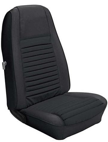 1970 Mustang Mach I Front Only Reproduction Bucket Seat Upholstery - Black with Black Stripe