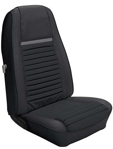 1970 Mustang Mach I with Front Buckets Reproduction Full Set Upholstery - Black with Gray Stripe