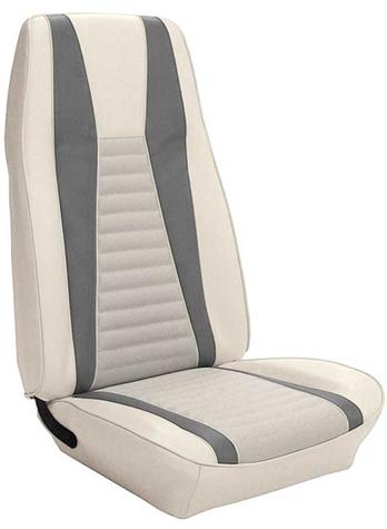 1971-73 Mustang Mach I w/ Front Bucket Seats Full Set Upholstery; White w/ Gray Stripe