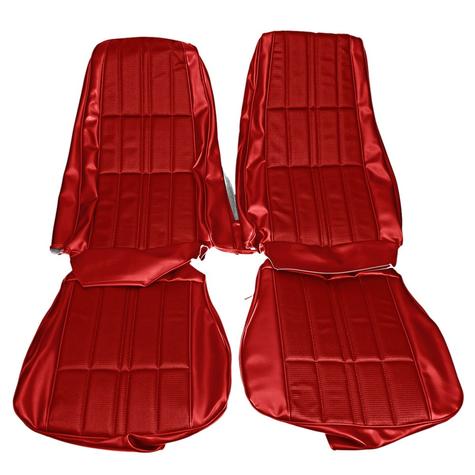 1971-73 Mustang Coupe with Buckets Reproduction Deluxe/Grande Full Set Upholstery - Vermillion