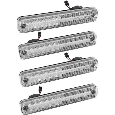1973-79 Ford F-100, F-150, F-250; 1978-79 Bronco; Side Marker Lamp Set; Front & Rear; Clear Lens; Amber/Red; LED