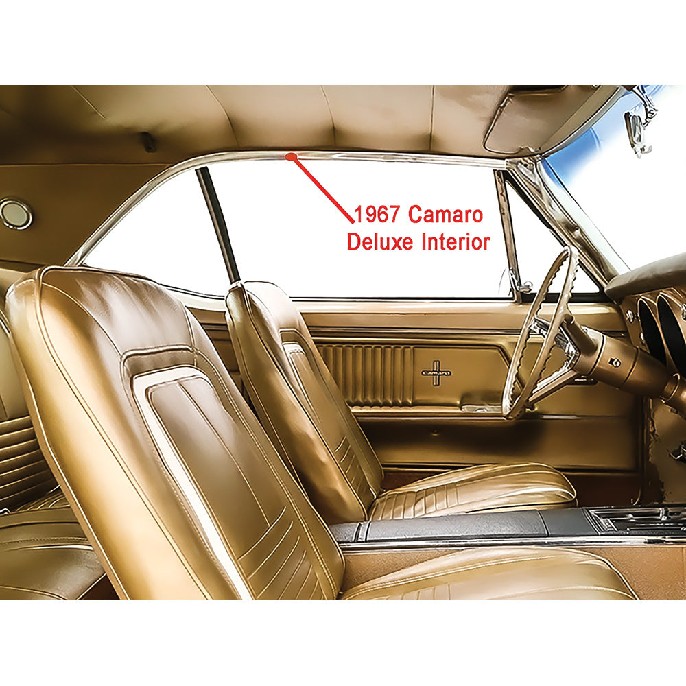 748560 - 1967-68 Camaro, 1967-69 Firebird; Interior Headliner Side Moldings; Polished Aluminum; For Deluxe and Custom In