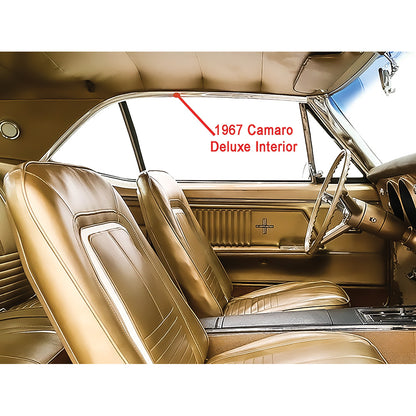 748560 - 1967-68 Camaro, 1967-69 Firebird; Interior Headliner Side Moldings; Polished Aluminum; For Deluxe and Custom In