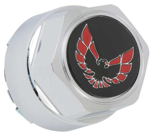 7486651 - 1977-81 Firebird Trans Am; Wheel Center Caps Chrome with Red Emblem; with Metal Retaining Clips; Each