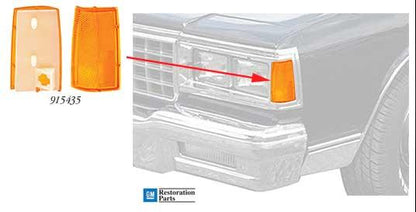1981-89 Impala, Caprice, Bonneville, Safari; Front Side Marker Lens; LH Drivers Side; Various Models