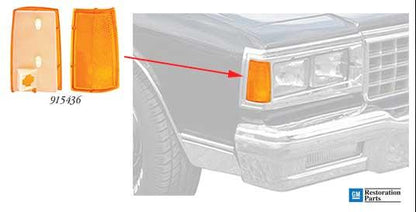 1981-89 Impala, Caprice, Bonneville, Safari; Front Side Marker Lens; RH Passenger Side; Various Models