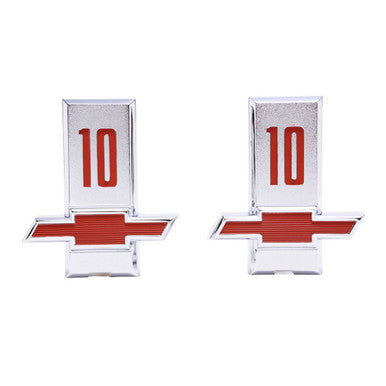 Trim Parts 1963 Chevrolet Truck Front Fender  “10” Emblem W/Fasteners, Pair - (9275)