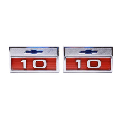 Trim Parts 1966 Chevrolet Truck Front Fender  “10” Emblem W/Fasteners, Pair - (9375)