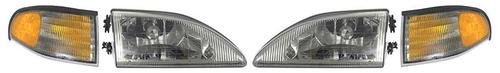 1994-98 Ford Mustang; Cobra Style 4-Piece Headlight Kit; Smoked Lens