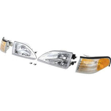 1994-98 Ford Mustang; Cobra Style 4-Piece Headlight Kit; Clear Lens