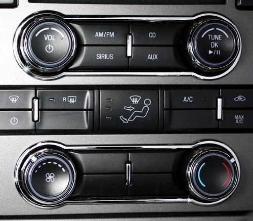 2010-11 Ford Mustang; AC & Radio Knob Bezel Set; Smooth Chrome