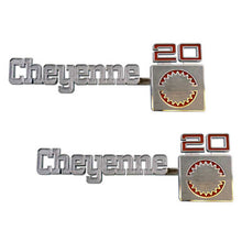Trim Parts 1975-80 Chevrolet Truck Front Fender "Cheyenne 20" Emblem W/Fasteners, Pair - (9774)