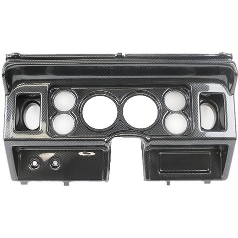 1980-86 Ford Truck; 6-Gauge Dash Panel; (2) 3-3/8" (4) 2-1/16" Holes; w/ A/C Vents; Carbon Fiber