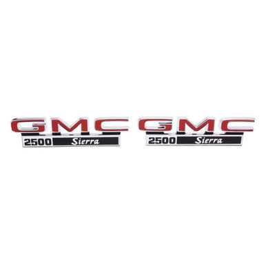 Trim Parts 1971-1972 GMC Truck Front Fender “GMC 2500 Sierra” Emblem W/Fasteners, Pair - (9833)