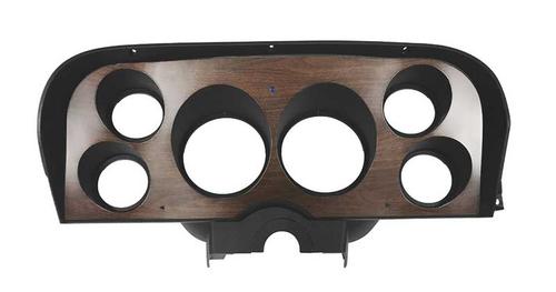 1969-70 Mustang; Custom 6-Gauge Instrument Panel Bezel; 2-Piece Set With Clock Panel Insert; Walnut Woodgrain