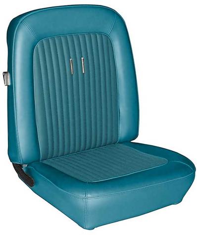 1968 Mustang Deluxe Front Only Bucket Seat Upholstery Set; Turquoise Sierra Vinyl with Comfortweave