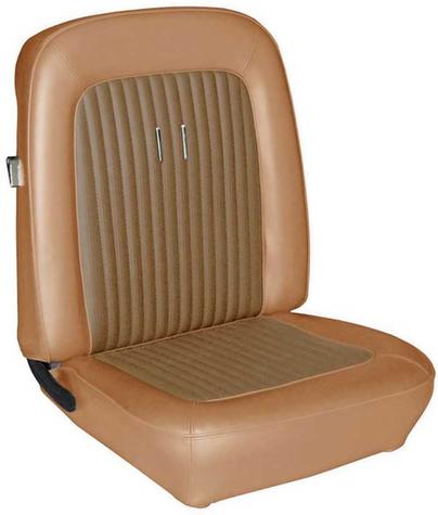 1968 Ford Mustang; Deluxe; Front Only Bucket Seat Upholstery Set; Sierra Vinyl With Comfortweave; Saddle