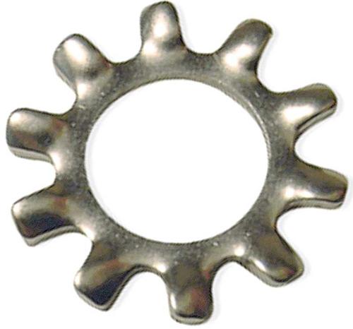External Tooth Lock Washer, 3/8" ID, Zinc Plated