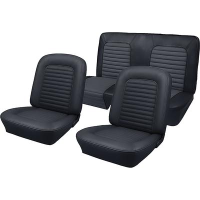 1966 Mustang Convertible with Front Buckets Standard Full Set Seat Upholstery; Black