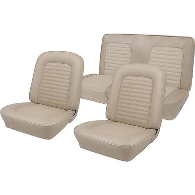 1966 Mustang Convertible with Front Buckets Standard Full Set Seat Upholstery; Parchment