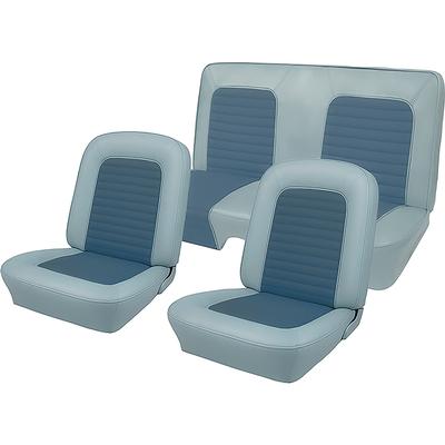 1966 Mustang Convertible with Front Buckets Standard Full Set Seat Upholstery; Blue