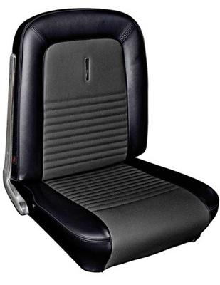 1967 Mustang Coupe; Deluxe Bucket Seat Upholstery; Full Set; Black w/ Comfortweave Inserts