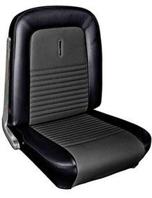 1967 Mustang Coupe; Deluxe Bucket Seat Upholstery; Full Set; Black w/ Comfortweave Inserts