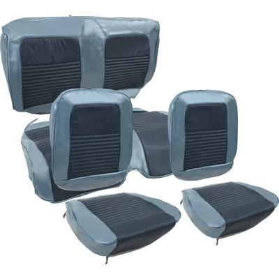 1967 Mustang Convertible; Deluxe Bucket Seat Upholstery; Full Set; Blue Sierra Vinyl w/ Comfortweave
