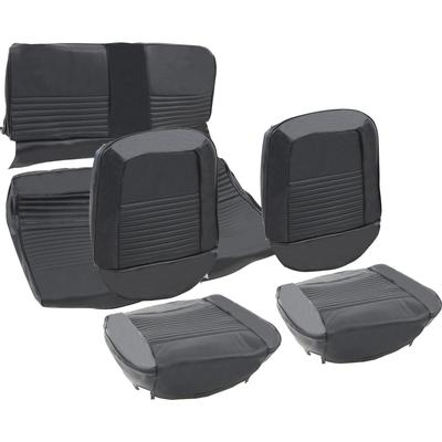 1967 Mustang Fastback; Deluxe Bucket Seat Upholstery; Full Set; Black Sierra Vinyl w/ Comfortweave