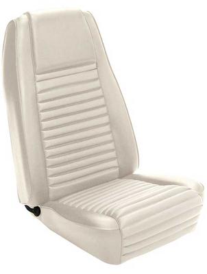 1969 Mustang; Mach I Bucket Seat Upholstery; Full Set; White w/ White Stripe