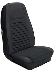 1970 Mustang Mach I; Reproduction Bucket Seat Upholstery; Front Only; Black w/ Black Stripe
