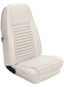1970 Mustang Mach I; Reproduction Bucket Seat Upholstery; Front Only; White w/ White Stripe